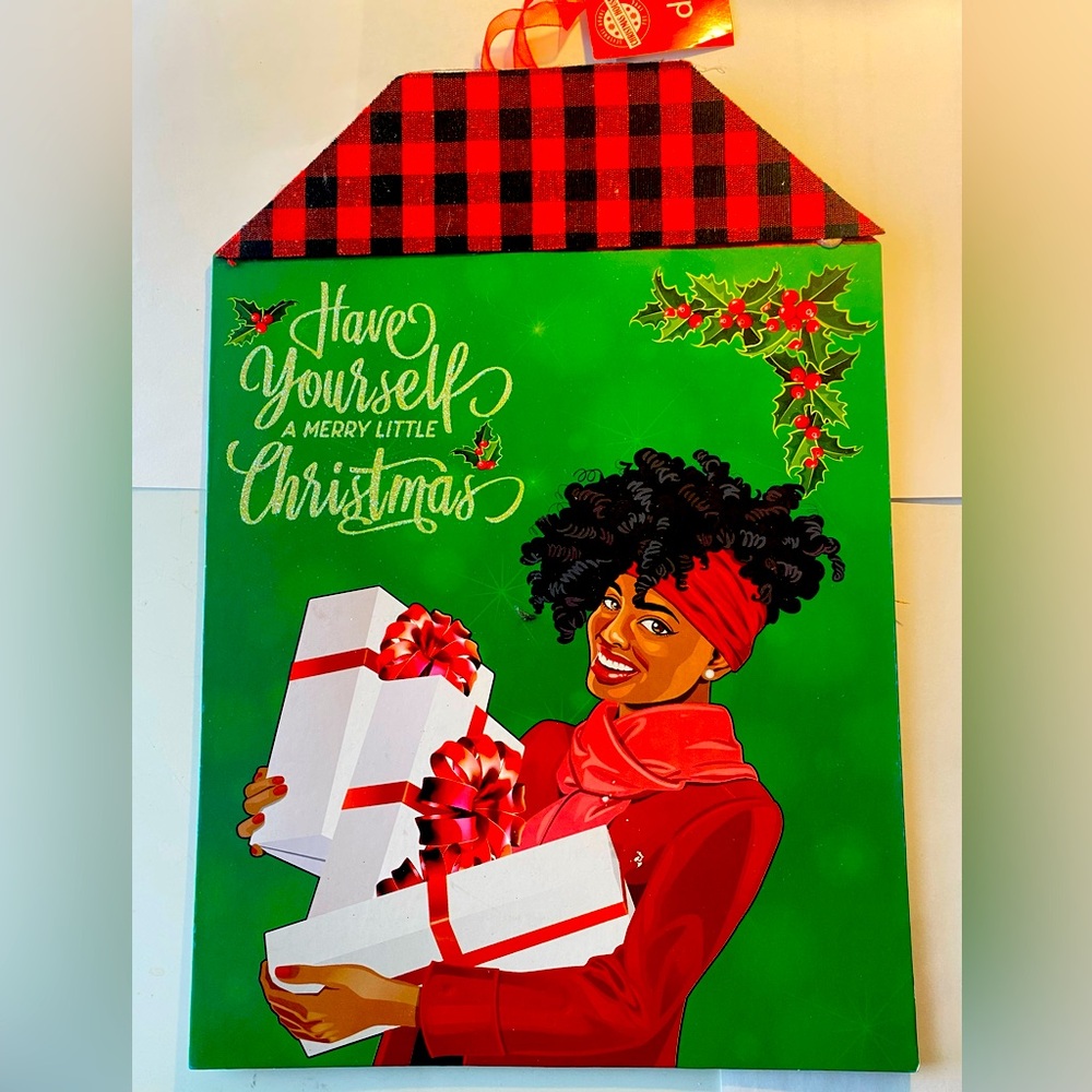 NWT African American “Have yourself a merry little Christmas 13x9 Wall Door Sign